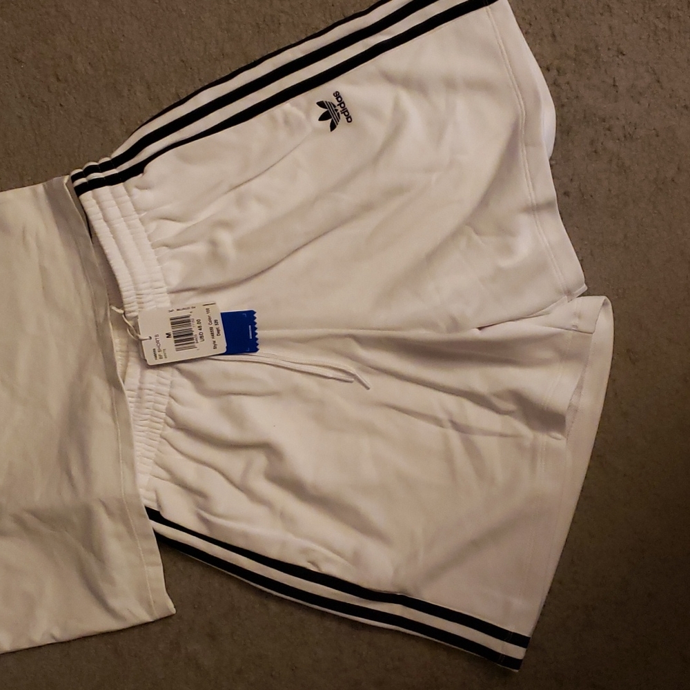 Adidas White Black Tank Top Jogger Fleece Shorts SET - Picture 8 of 10